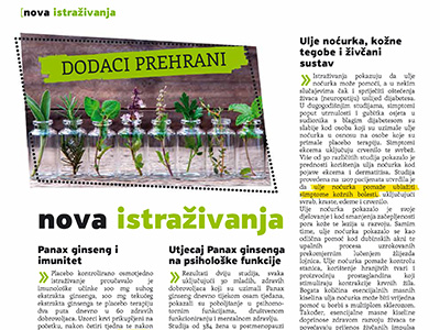 Panax ginseng, ulje noćurka, omega-3 kiseline, magnezij
