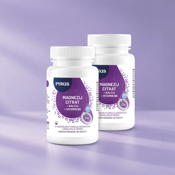 Magnezij citrat + kalcij + vitamin B6, 60 tbl (2 kom u setu)