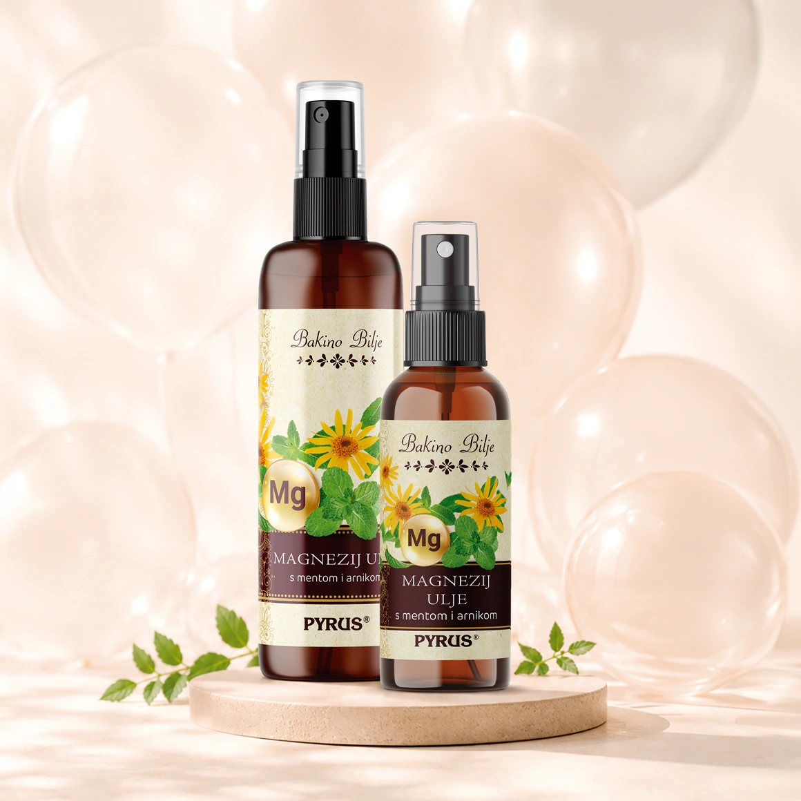 Magnezij ulje u spreju za opuštanje mišića i zglobova 150ml + Magnezij ulje 50 ml (set) - s mentom i arnikom