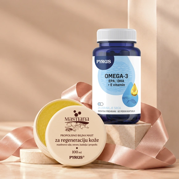 Propolisno biljna mast za regeneraciju kože, 100 ml + Omega-3 EPA/DHA + E vitamin, 1000 mg