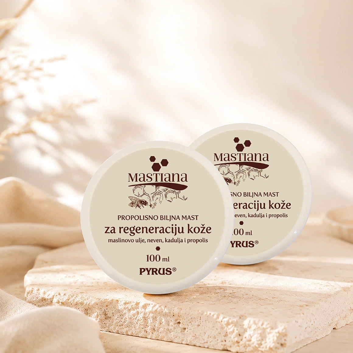Propolisno biljna mast za regeneraciju kože 100 ml (2 kom u setu) - s maslinovim uljem, nevenom, kaduljom i propolisom